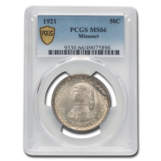 1921 Missouri Centennial Half Dollar MS-66 PCGS 1921 Missouri Centennial Half Dollar MS-66 PCGS